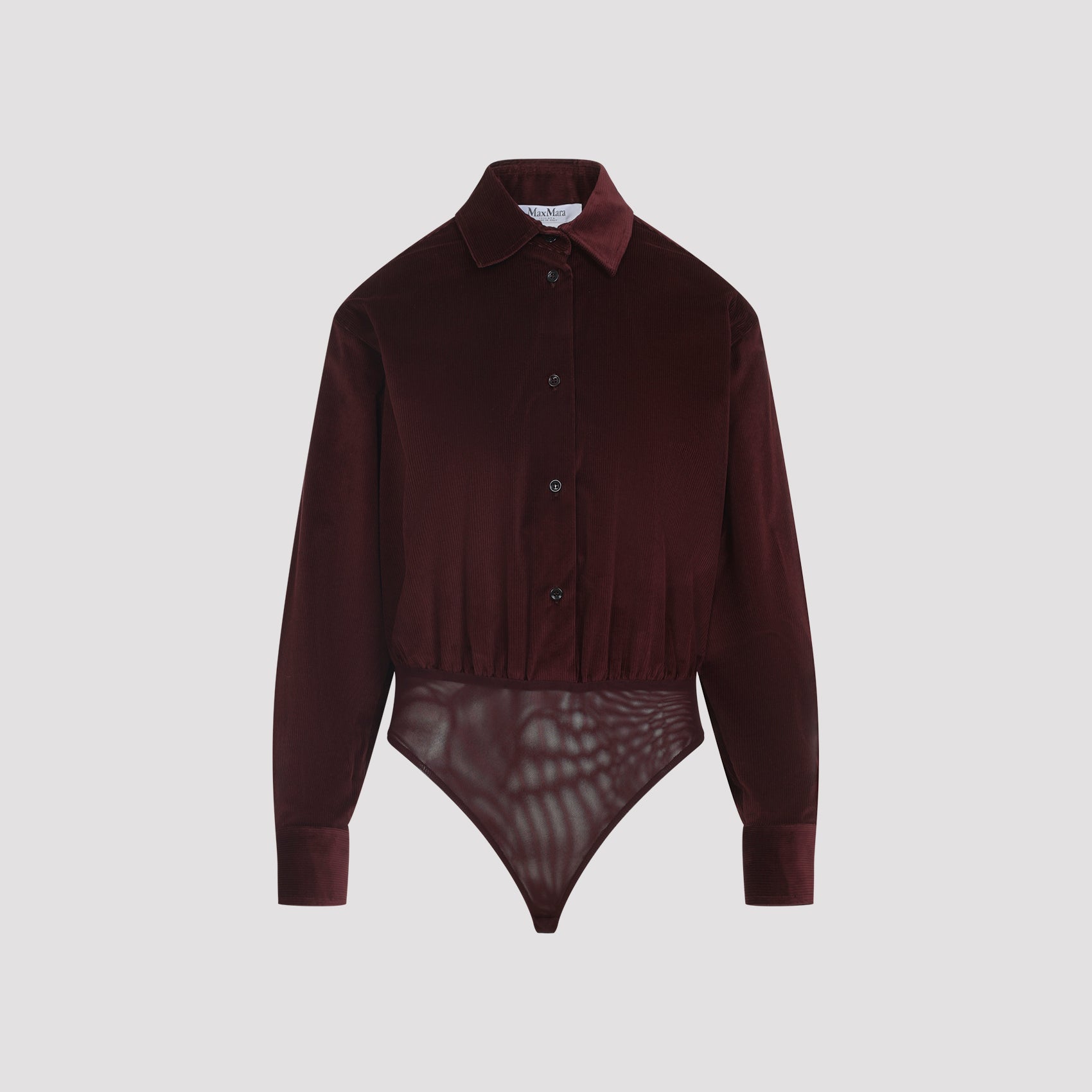MAX MARA Oversized Velvet Shirt Bodysuit