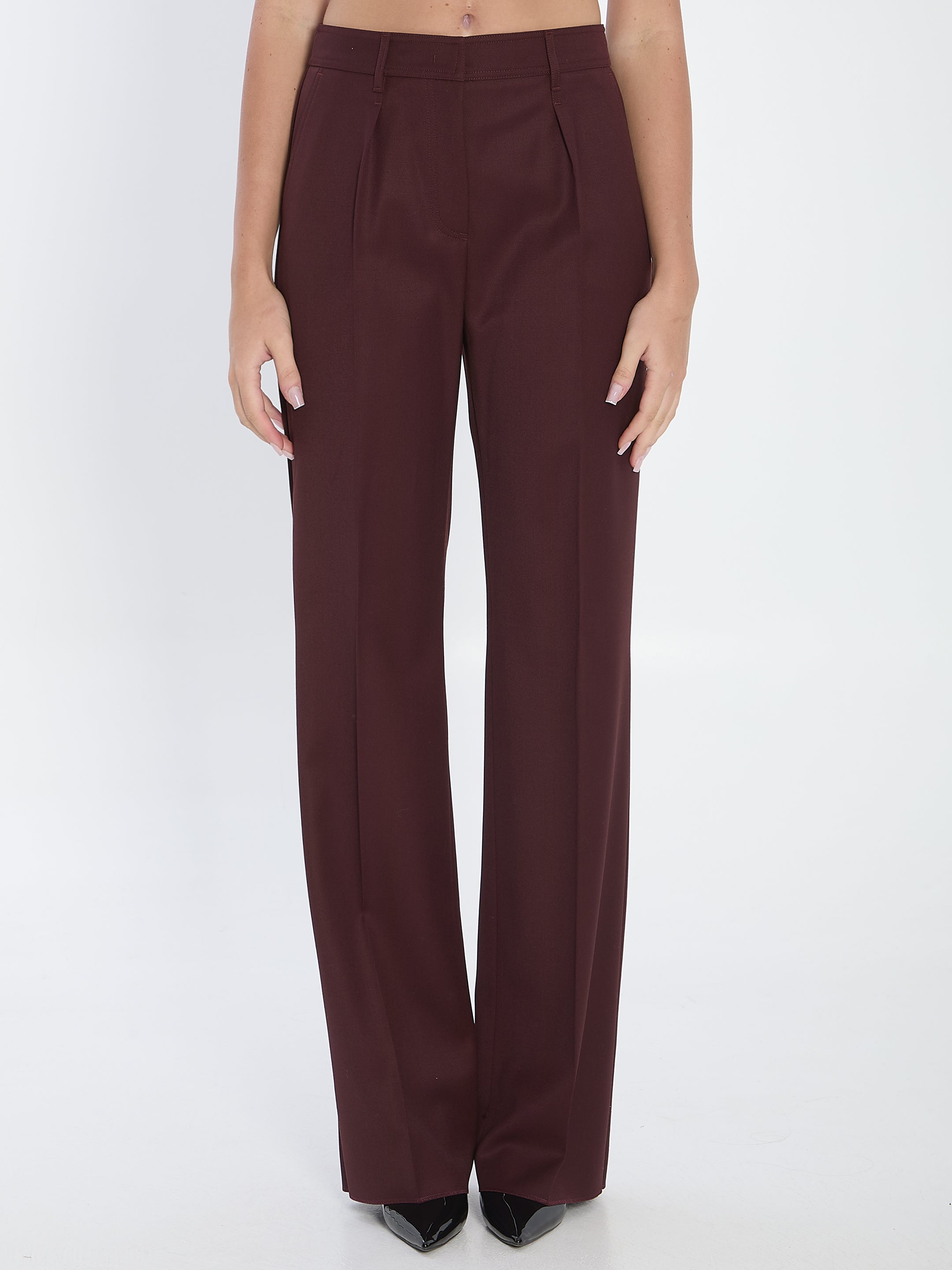 MAX MARA High Waisted Wide Leg Trousers - Size 42