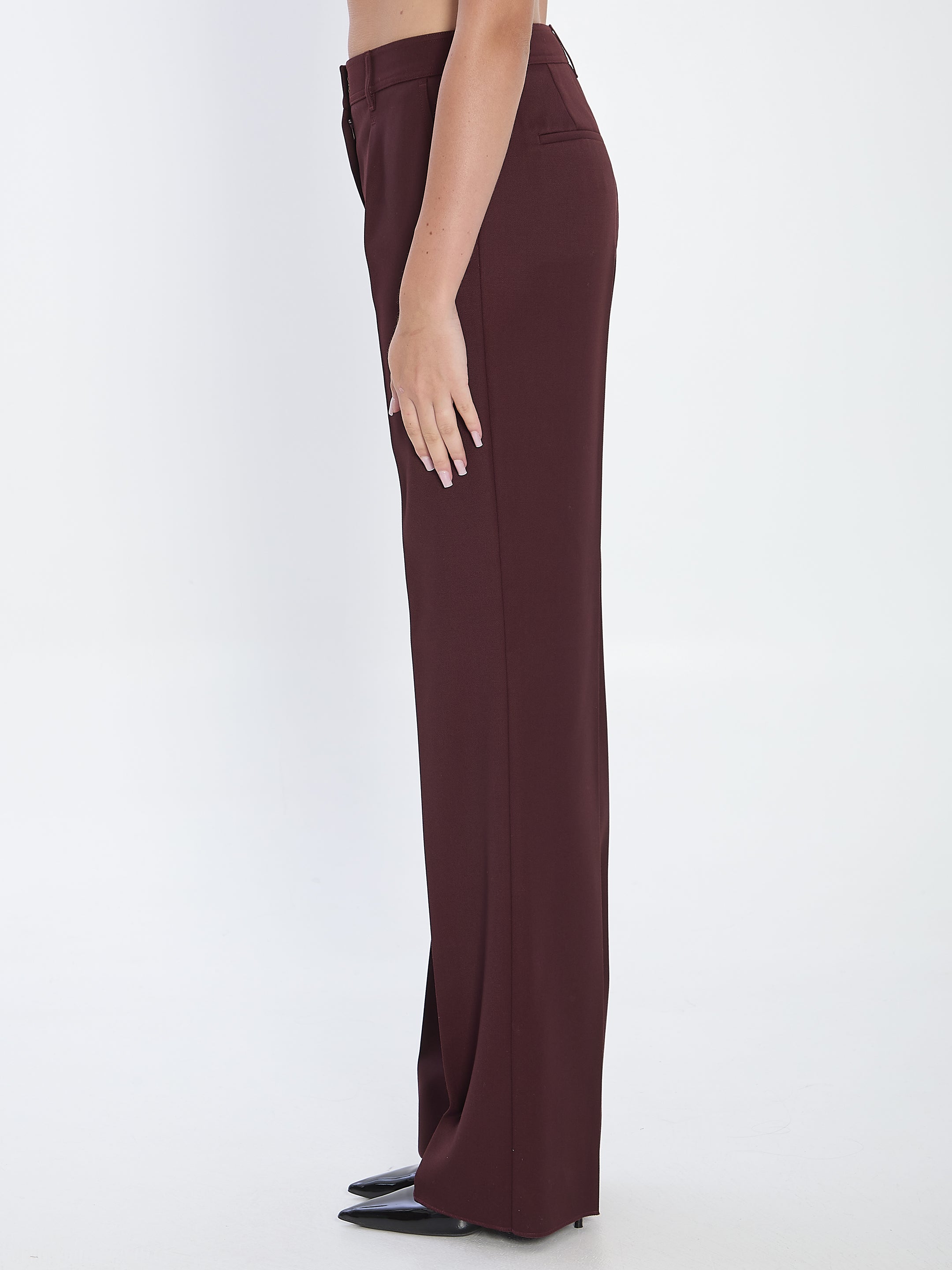 MAX MARA High Waisted Wide Leg Trousers - Size 42