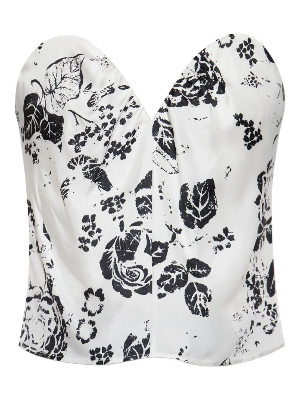 MAX MARA Floral Print Bustier Top