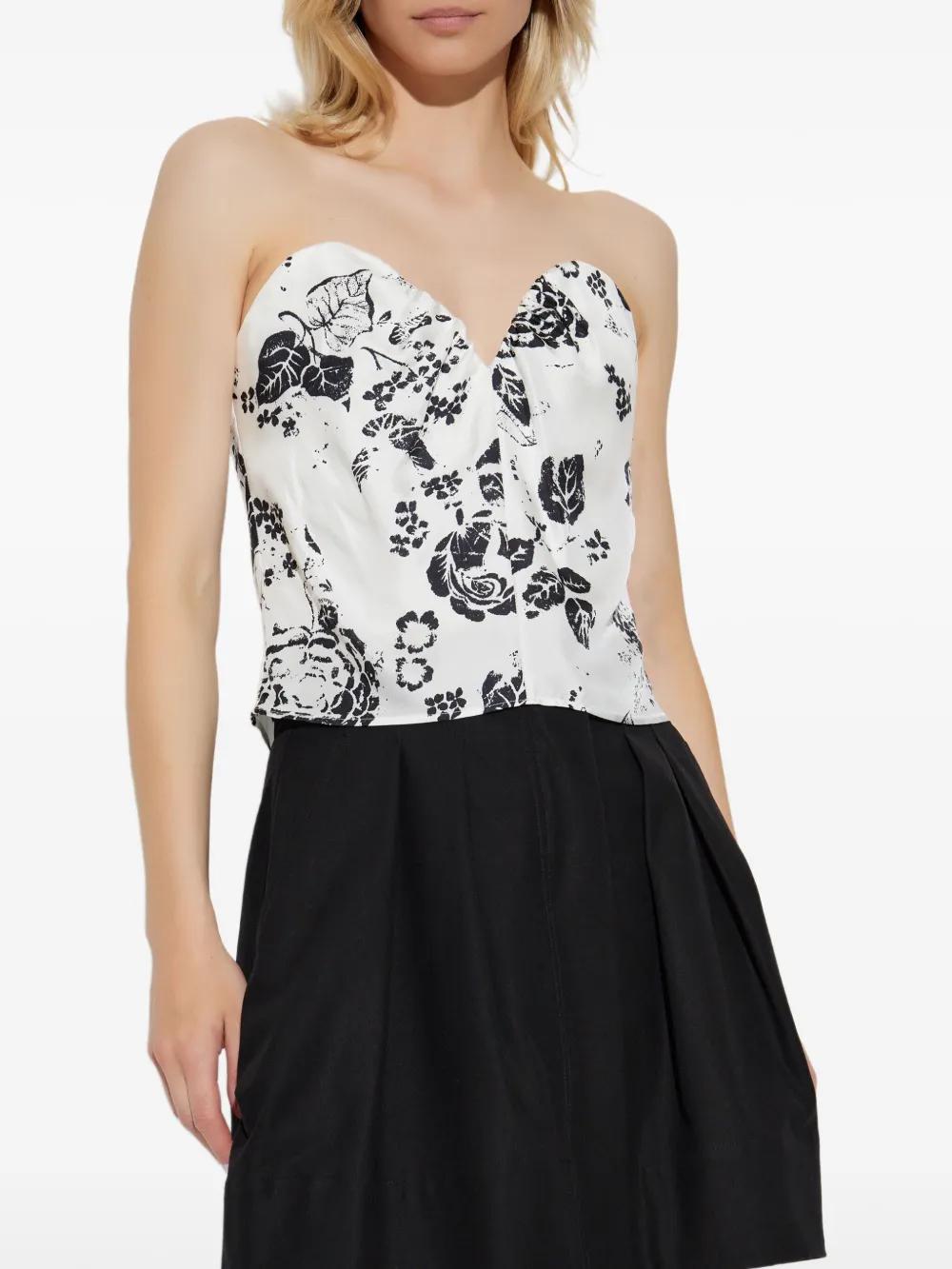 MAX MARA Floral Print Bustier Top