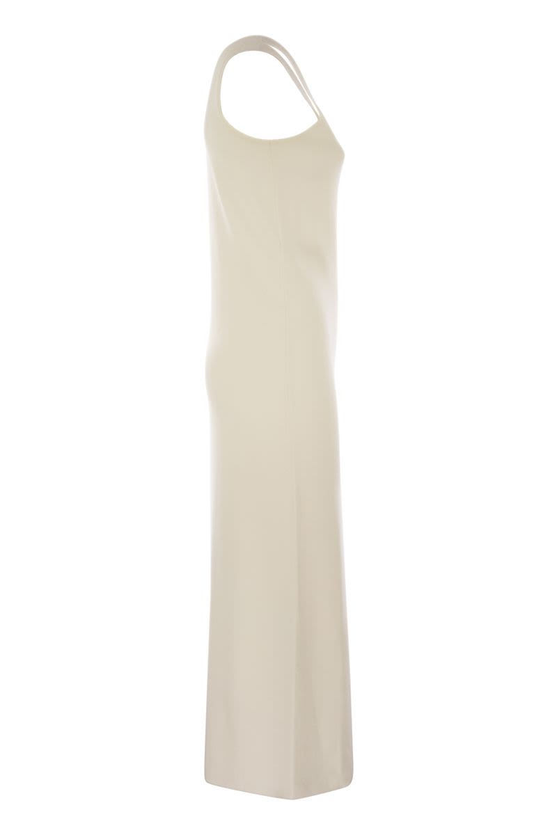 MAX MARA Slim Fit Wool Dress with American Neckline and Central Slit