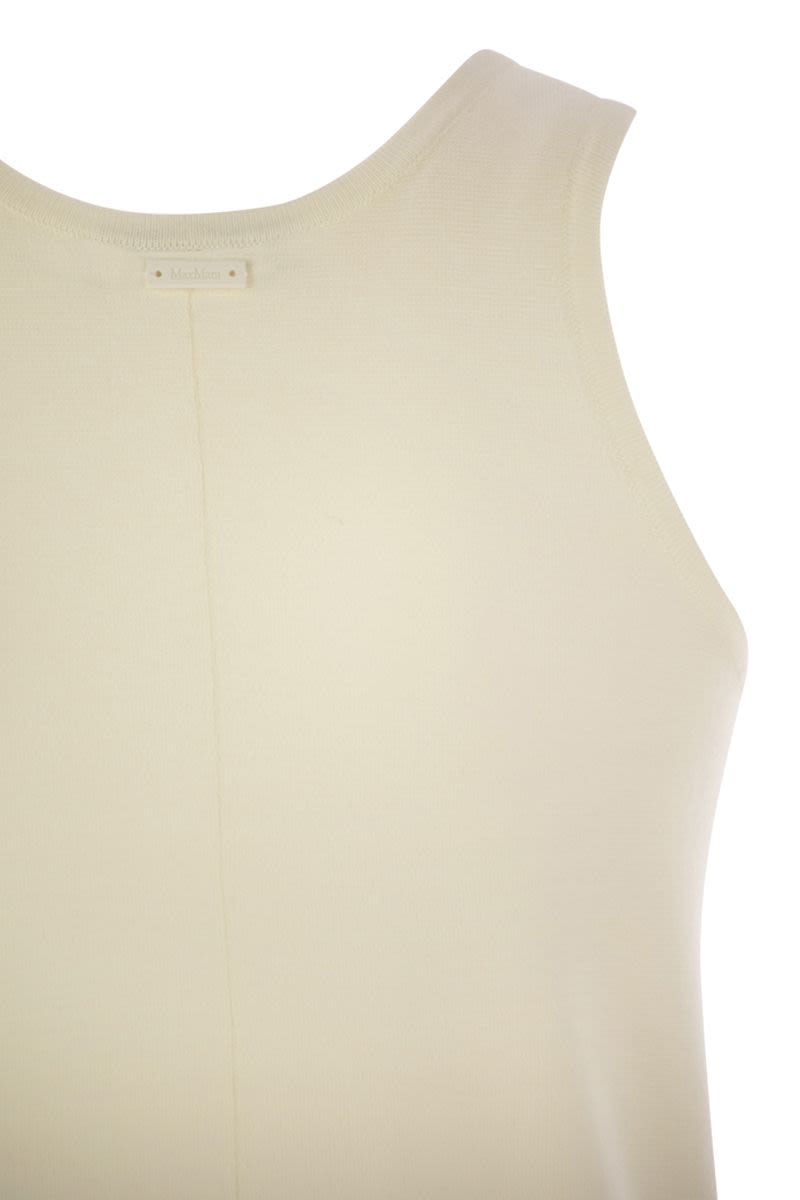 MAX MARA Slim Fit Wool Dress with American Neckline and Central Slit