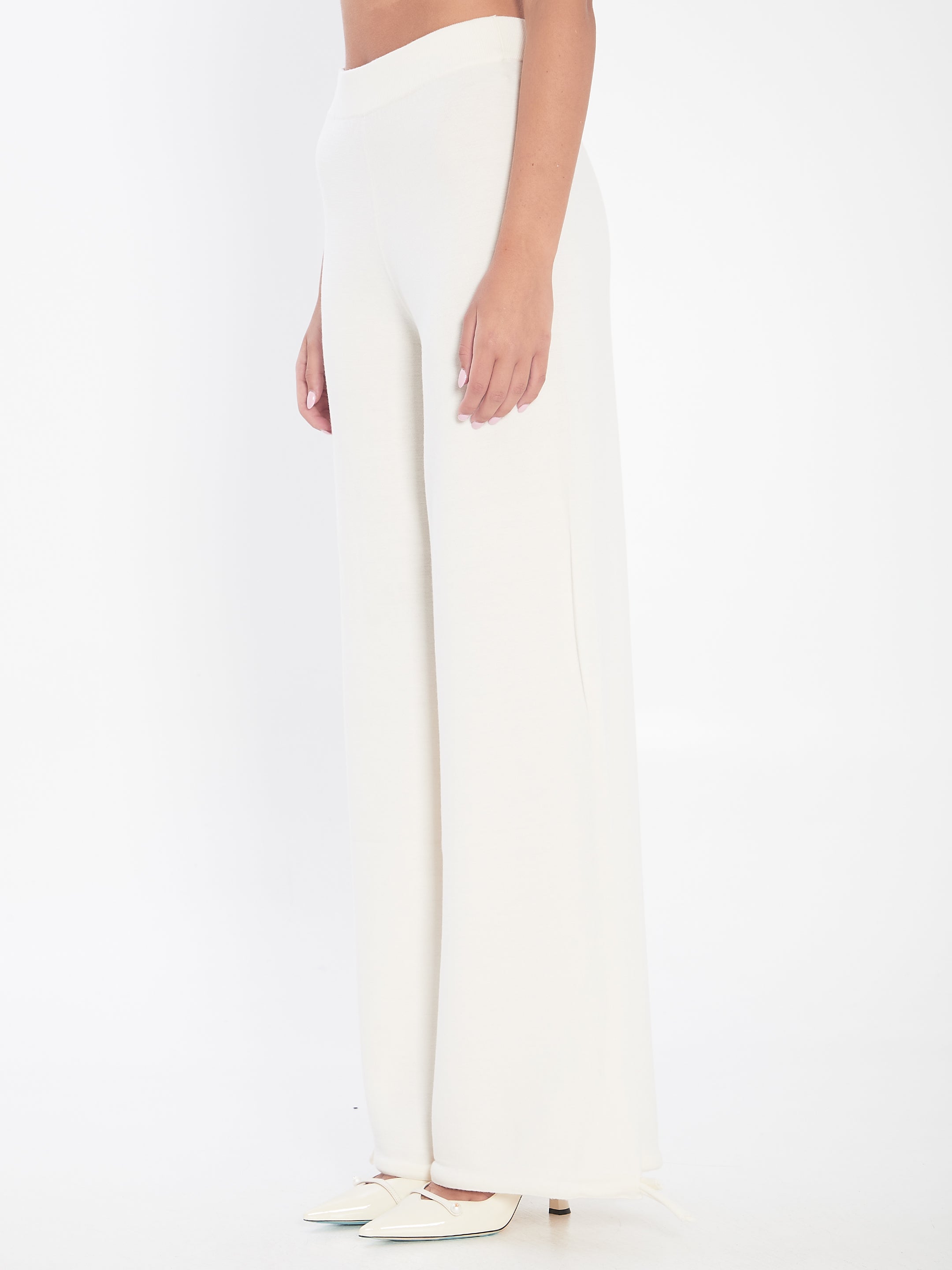 MAX MARA Wool Yarn Trousers with Wide Leg and Relaxed Fit - Medium