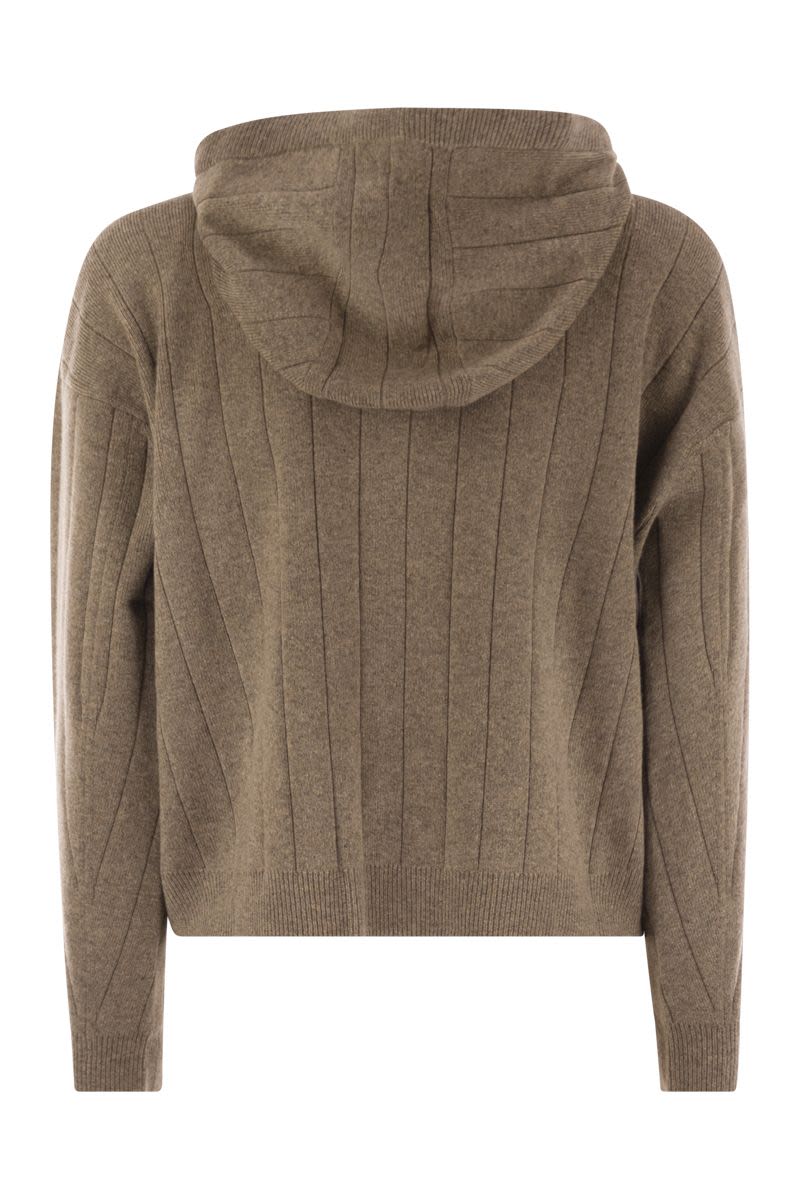 MAX MARA Cashmere Yarn Cardigan with Drawstring Hood - Mini Length