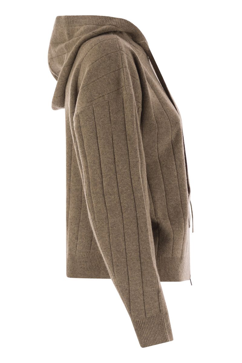 MAX MARA Cashmere Yarn Cardigan with Drawstring Hood - Mini Length