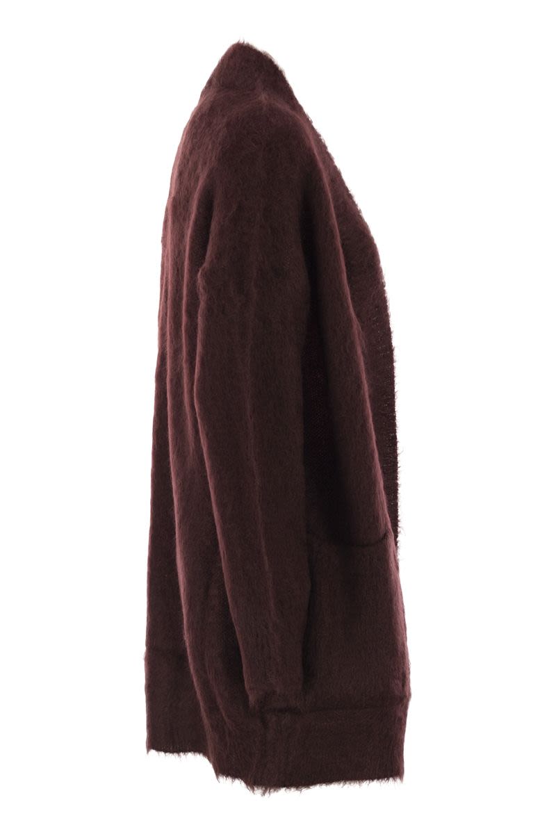 MAX MARA Oversized Midi Cardigan in Brushed Mohair Yarn