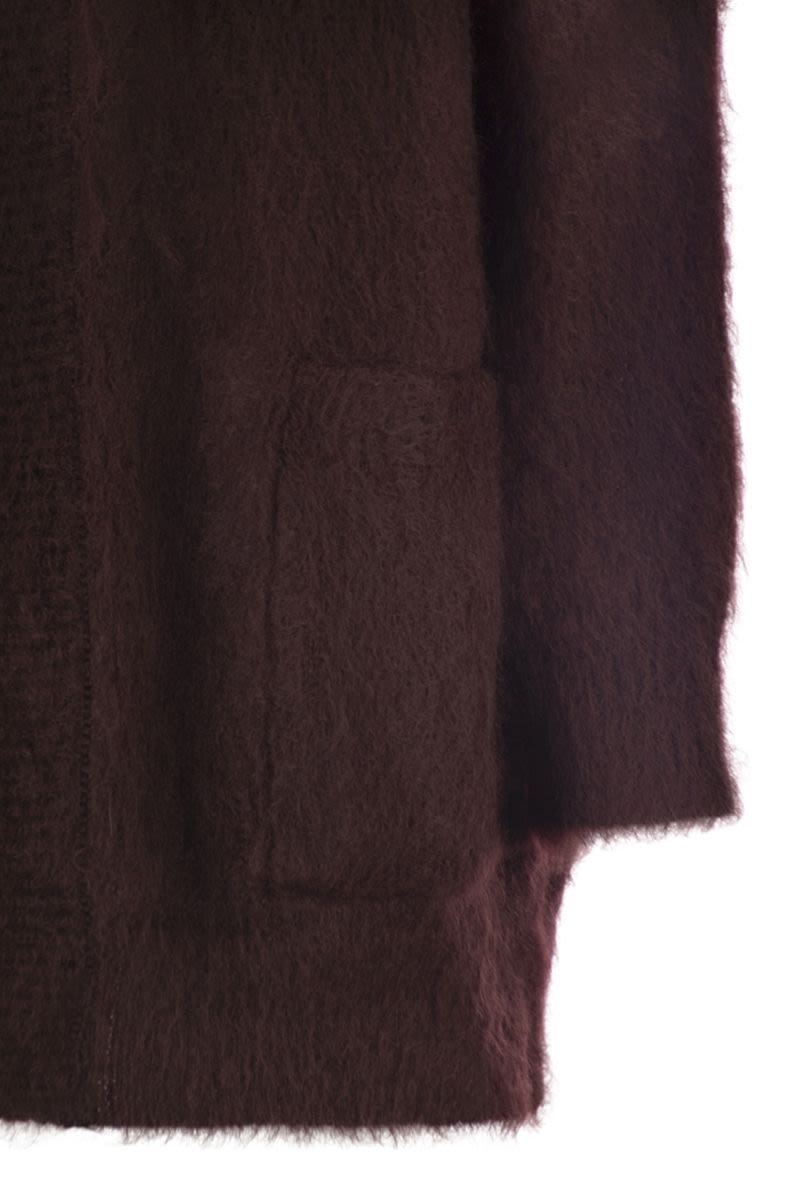 MAX MARA Oversized Midi Cardigan in Brushed Mohair Yarn