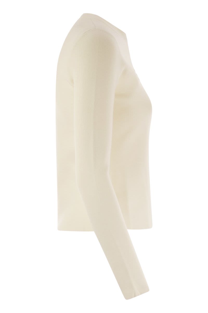 MAX MARA Crew-Neck Semi-Sheer Sweater with Embossed Lettering