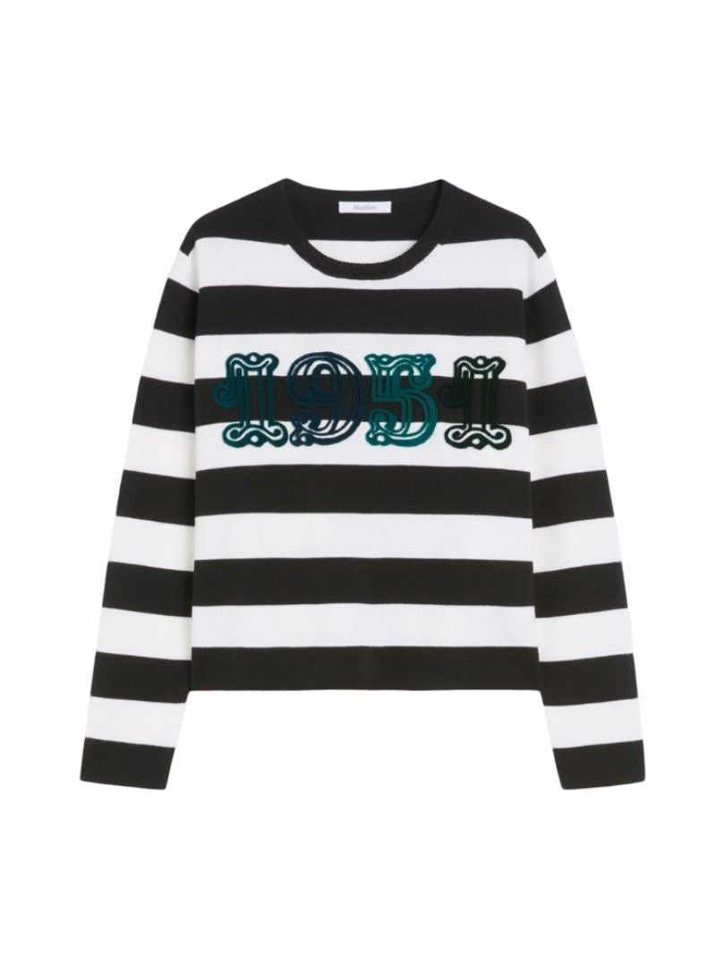 MAX MARA Boxy Fit Wool Sweater with Embroidered Detail