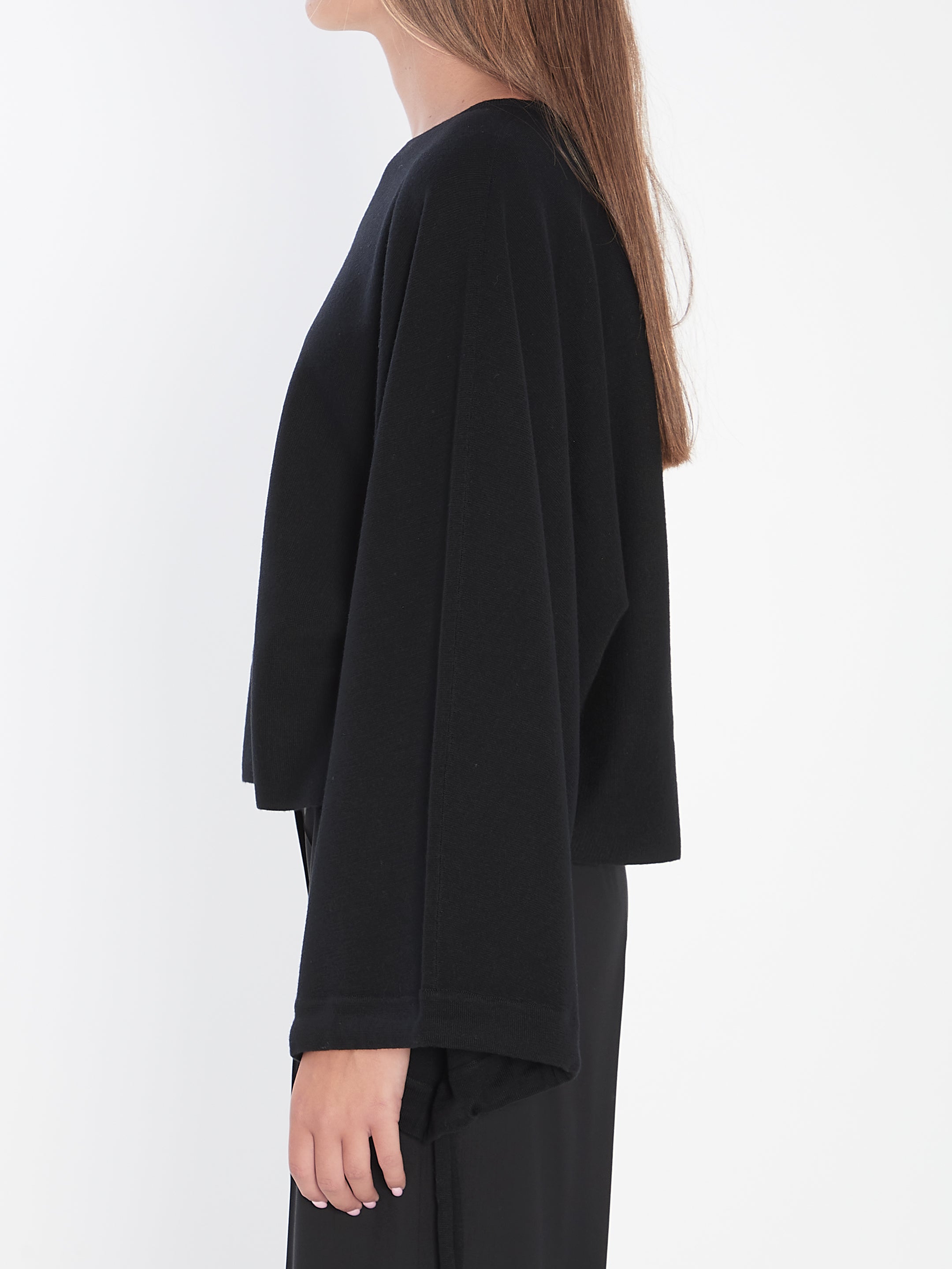 MAX MARA Cropped Wool Sweater with Batwing Sleeves - Women's Size S