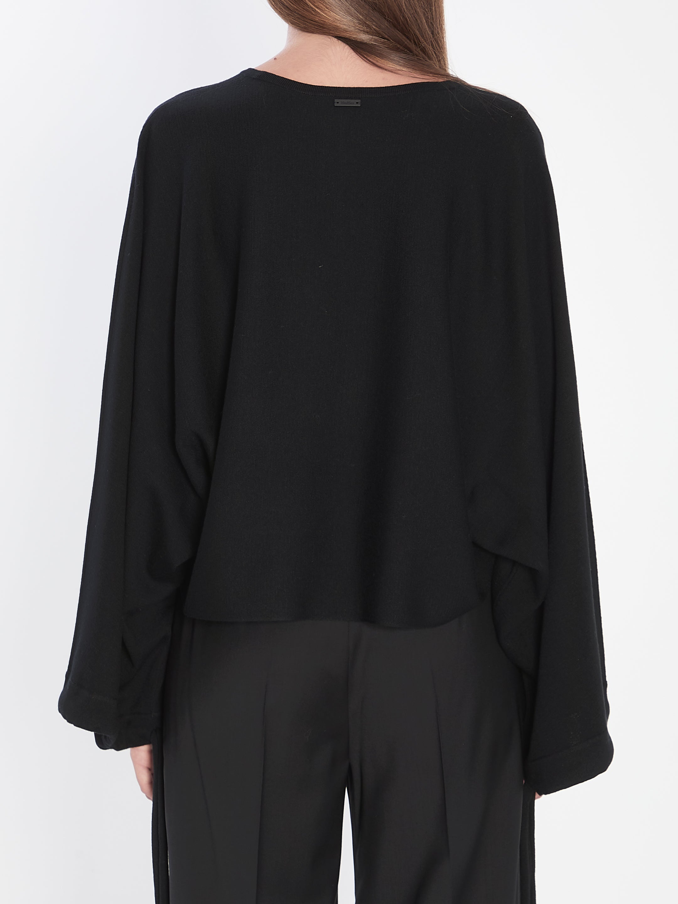 MAX MARA Cropped Wool Sweater with Batwing Sleeves - Women's Size S