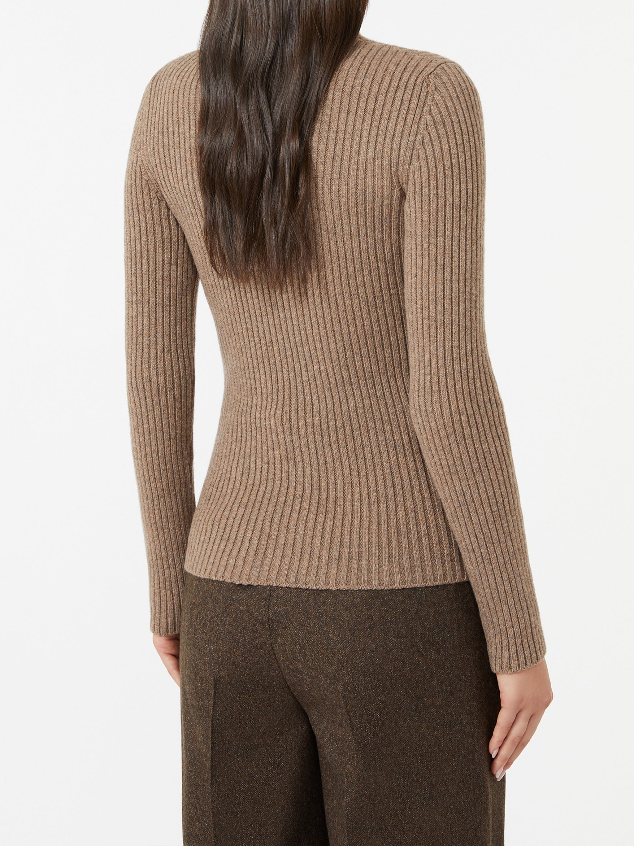 MAX MARA Slim Fit Ribbed Wool and Cashmere Turtleneck Jumper