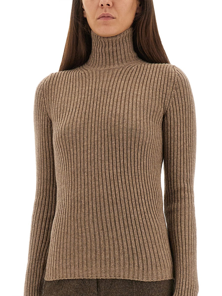 MAX MARA Slim Fit Ribbed Turtleneck Sweater - Size S