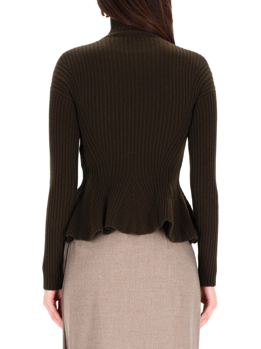 MAX MARA Chic Peplum Turtleneck Sweater - Size S