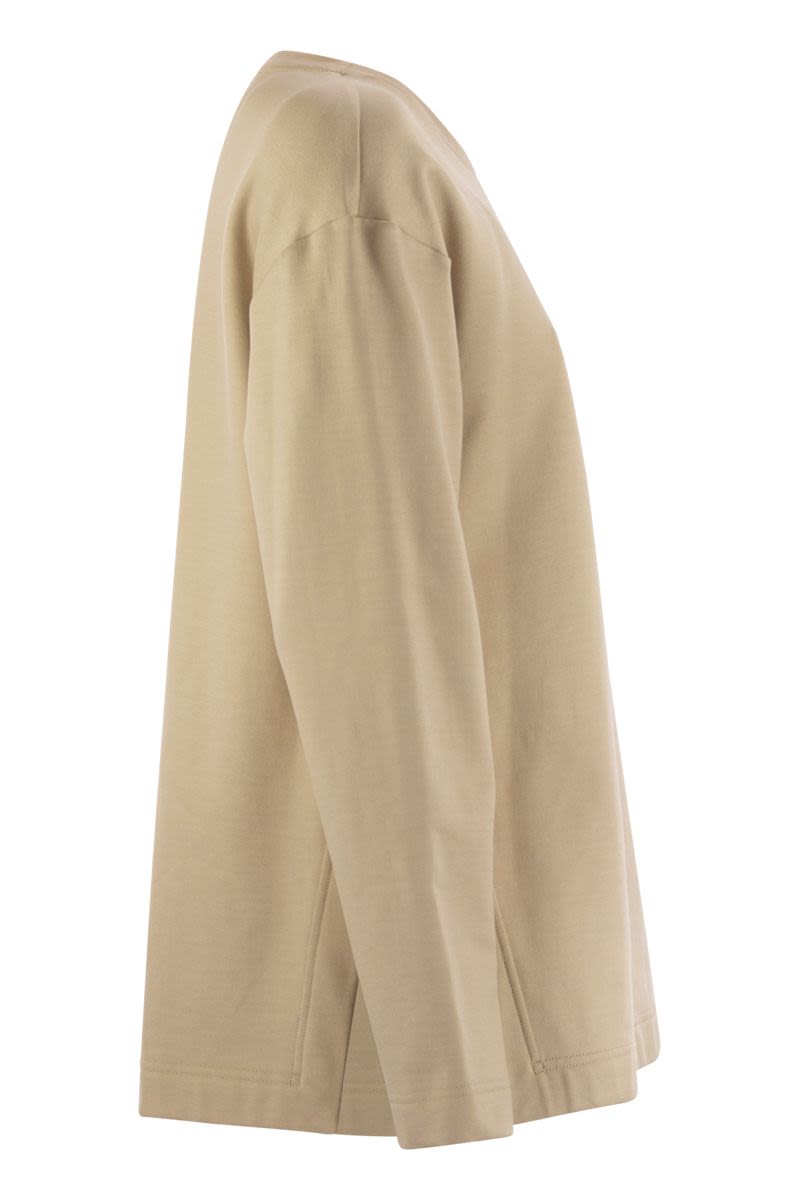 MAX MARA Silk and Cotton Crewneck Sweatshirt with Embossed Logo - FW25