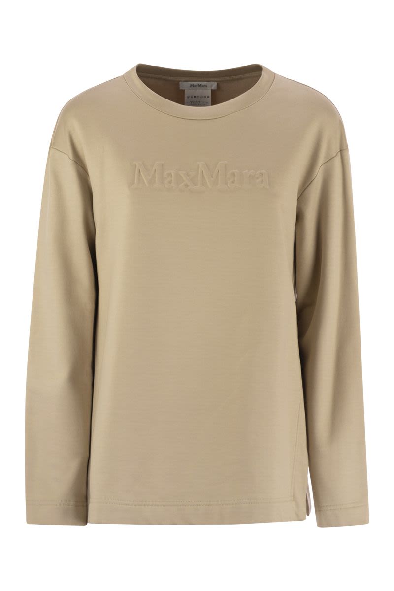 MAX MARA Silk and Cotton Crewneck Sweatshirt with Embossed Logo - FW25