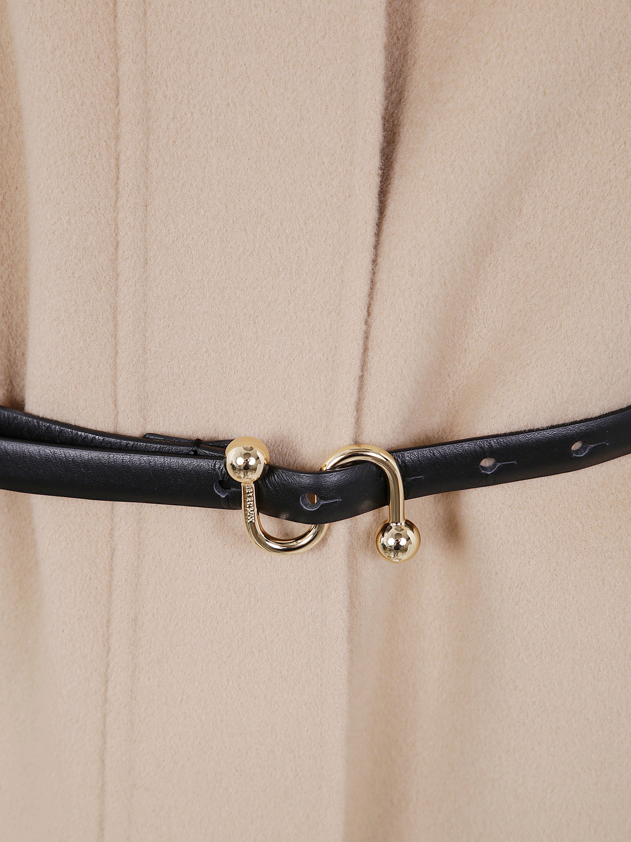 MAX MARA SPORTMAX Double Wool Caban with Leather Accent