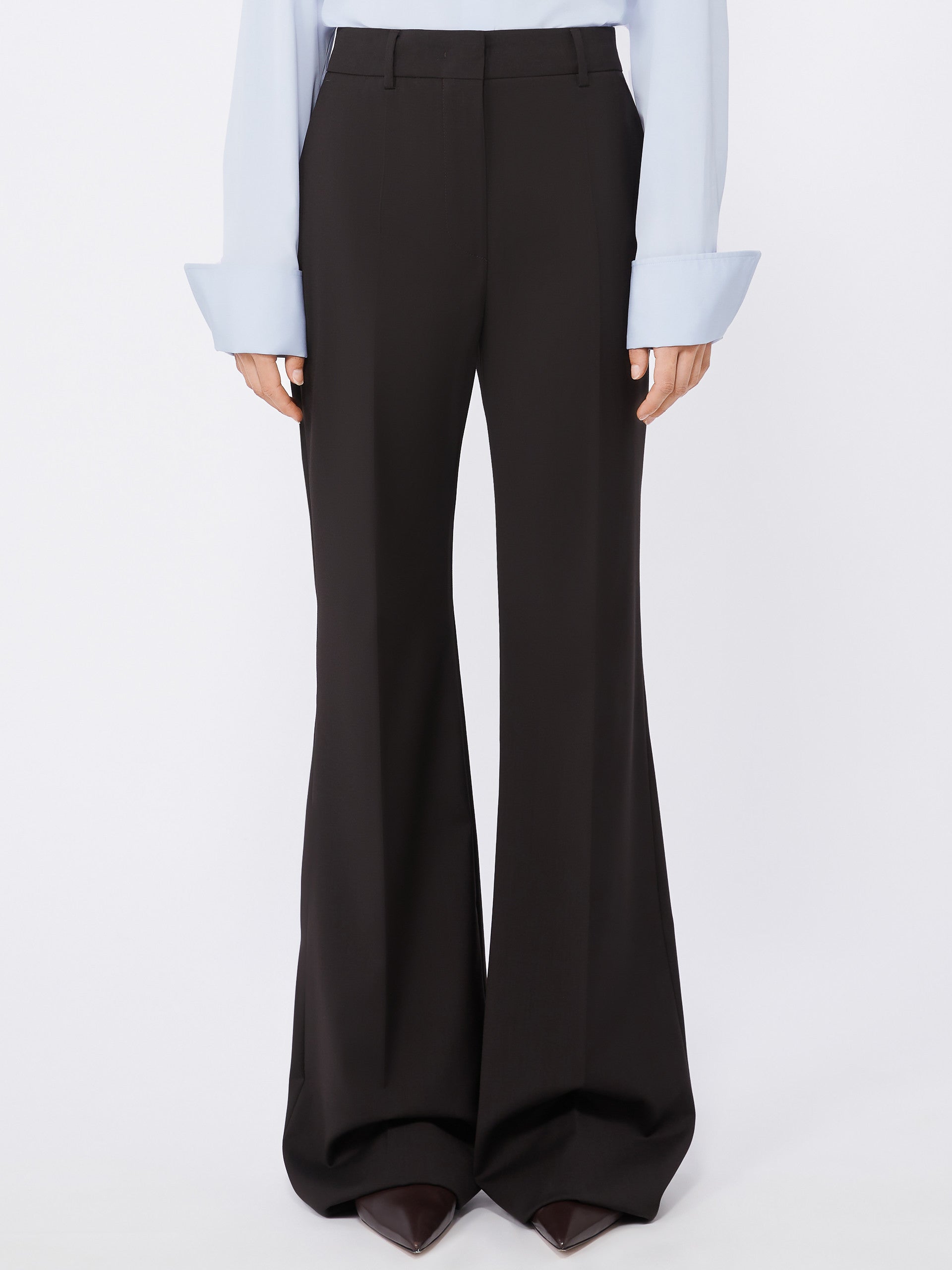 MAX MARA SPORTMAX Flare Trousers in Stretch Wool - Size 40