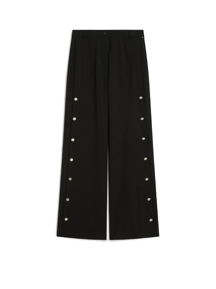 MAX MARA SPORTMAX Soft Stretch Wool Wide Leg Trousers with Buttons