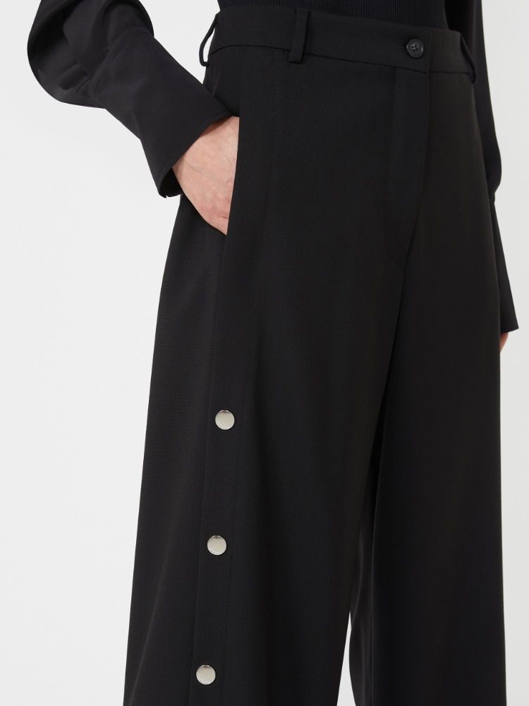 MAX MARA SPORTMAX Soft Stretch Wool Wide Leg Trousers with Buttons