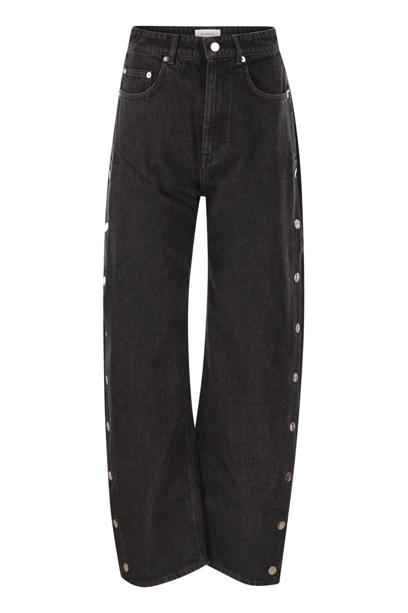 MAX MARA SPORTMAX Wide Leg Denim Jeans with Buttons