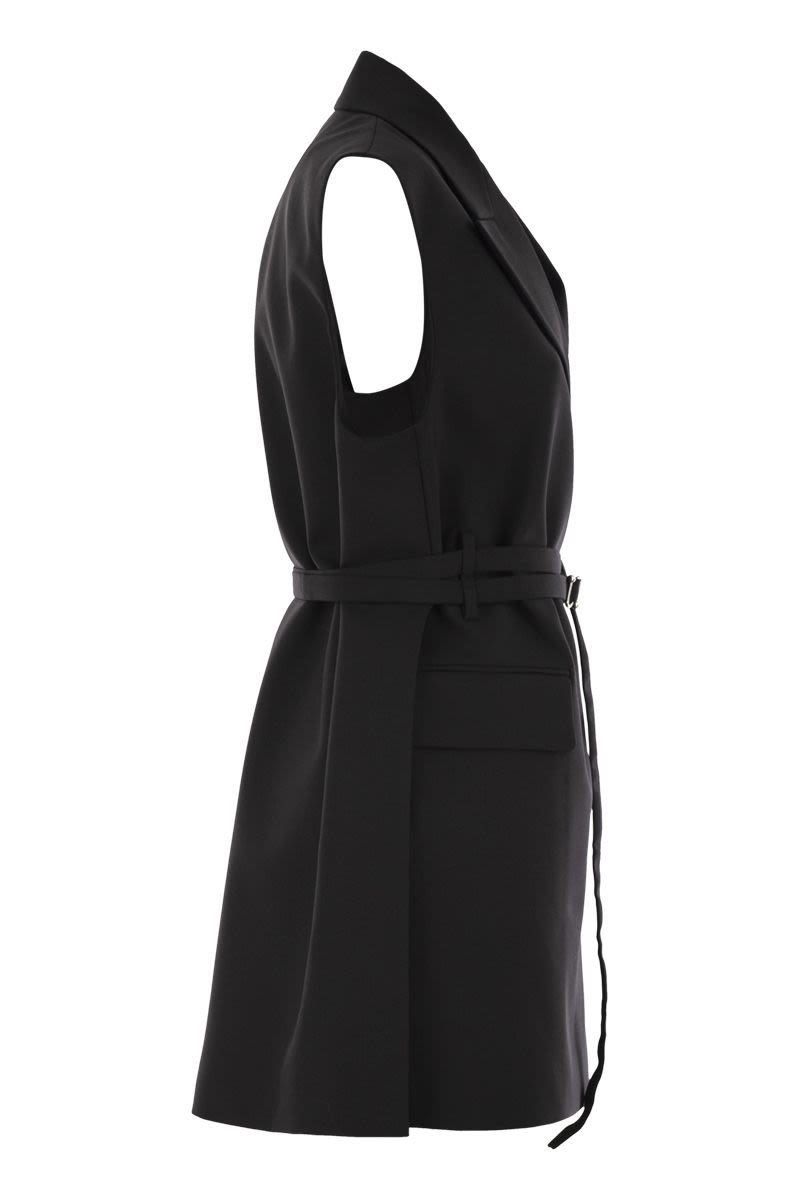 MAX MARA SPORTMAX Sleeveless Long Blazer with Fabric Belt - Size 40