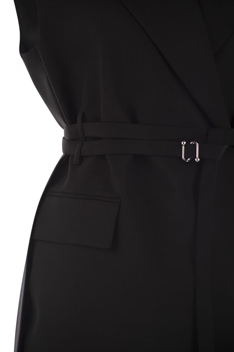 MAX MARA SPORTMAX Sleeveless Long Blazer with Fabric Belt - Size 40