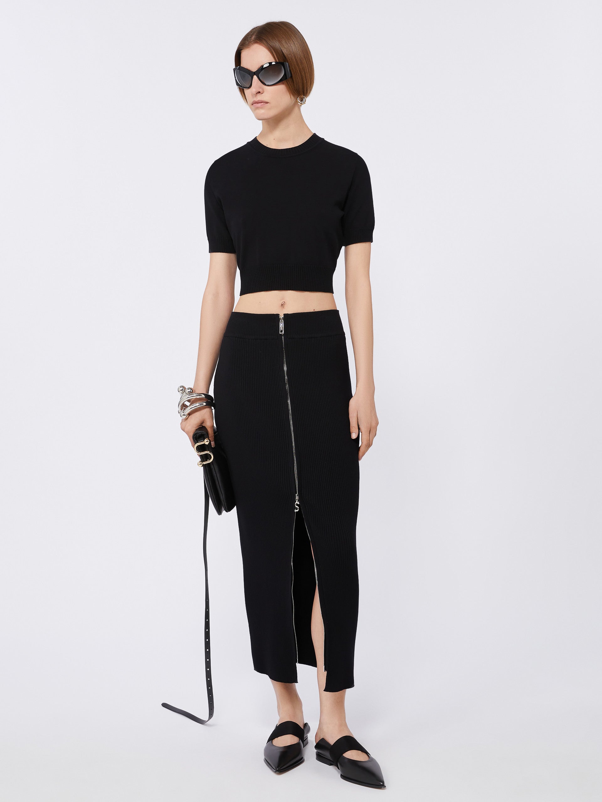 MAX MARA SPORTMAX Knit Pencil Skirt with Double-Slider Zip