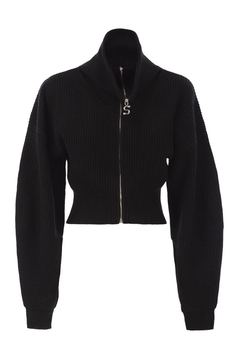 MAX MARA SPORTMAX Wool and Cashmere Blend Cardigan with Wide Fit