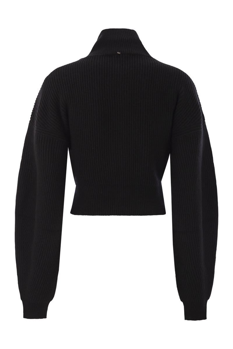 MAX MARA SPORTMAX Wool and Cashmere Blend Cardigan with Wide Fit