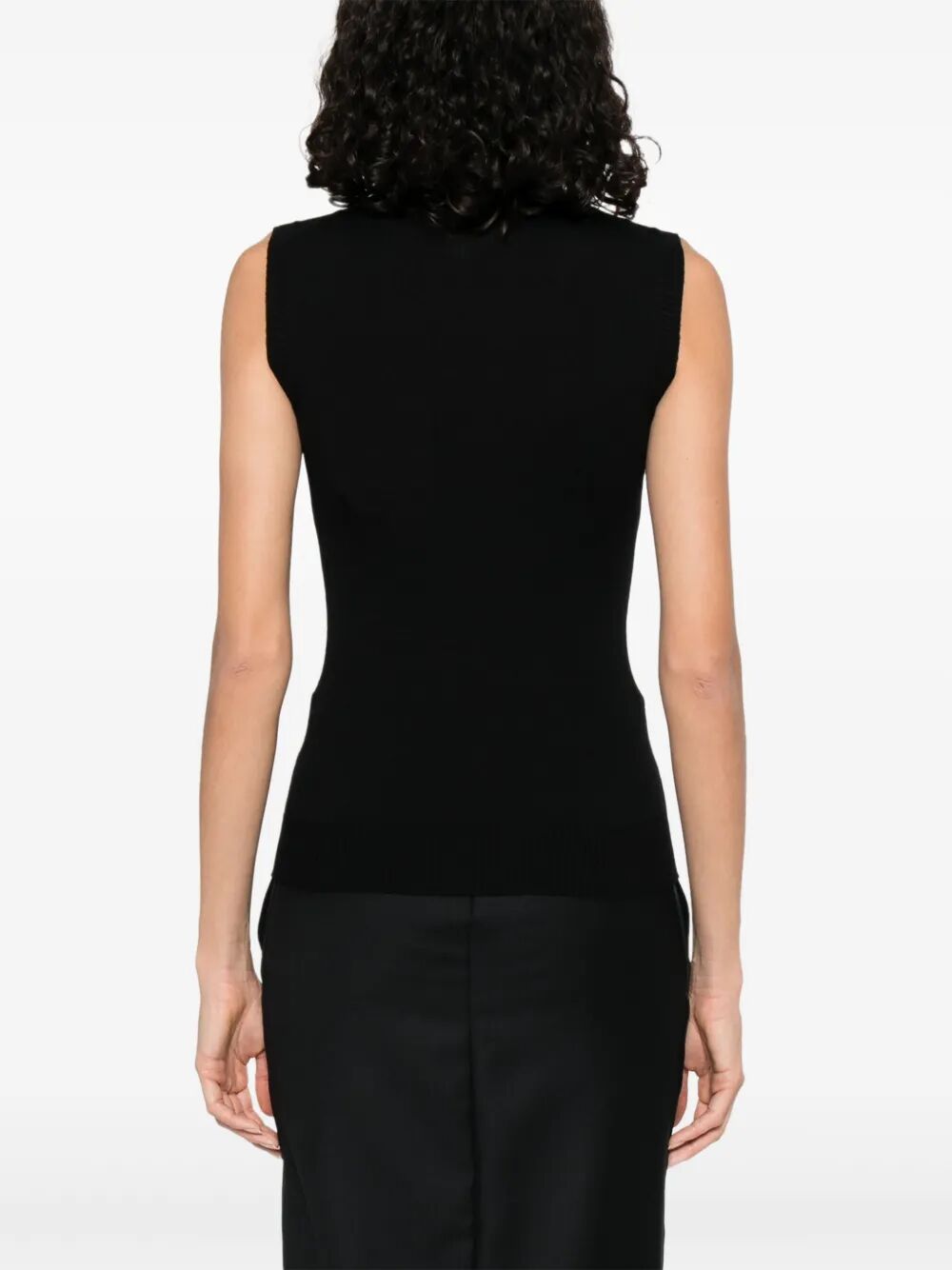 MAX MARA SPORTMAX Woven Turtle Neck Sleeveless Top