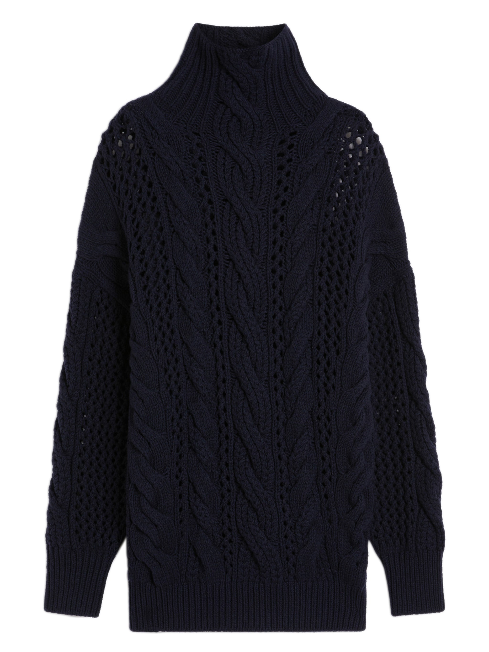 MAX MARA SPORTMAX Oversized Cable Knit Sweater with High Neck