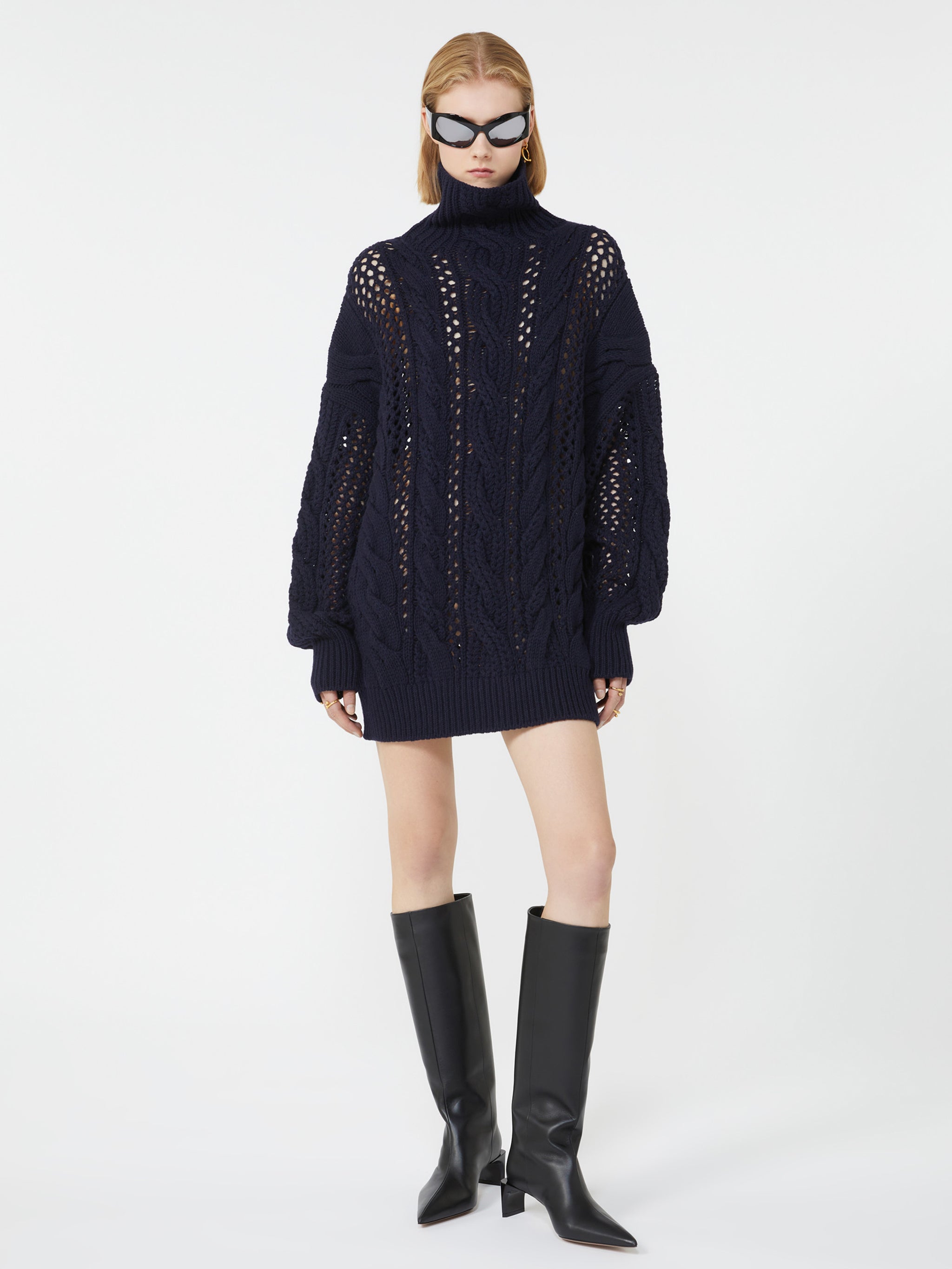MAX MARA SPORTMAX Oversized Cable Knit Sweater with High Neck