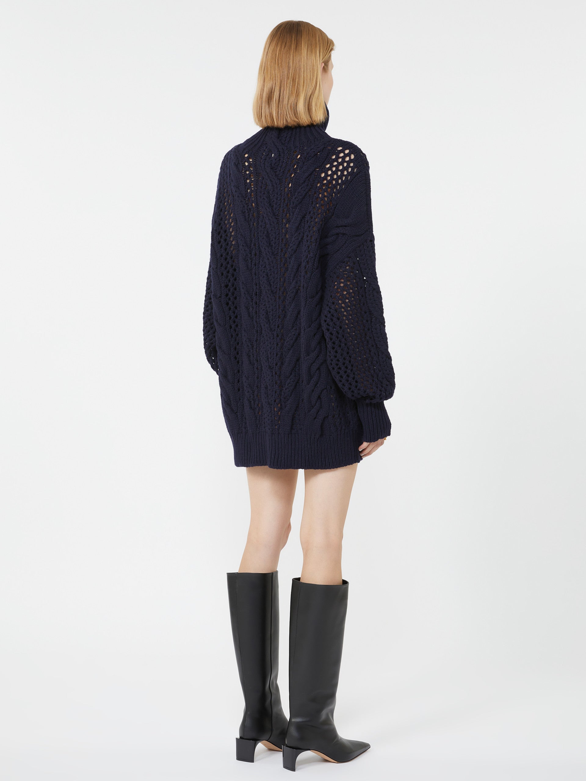 MAX MARA SPORTMAX Oversized Cable Knit Sweater with High Neck