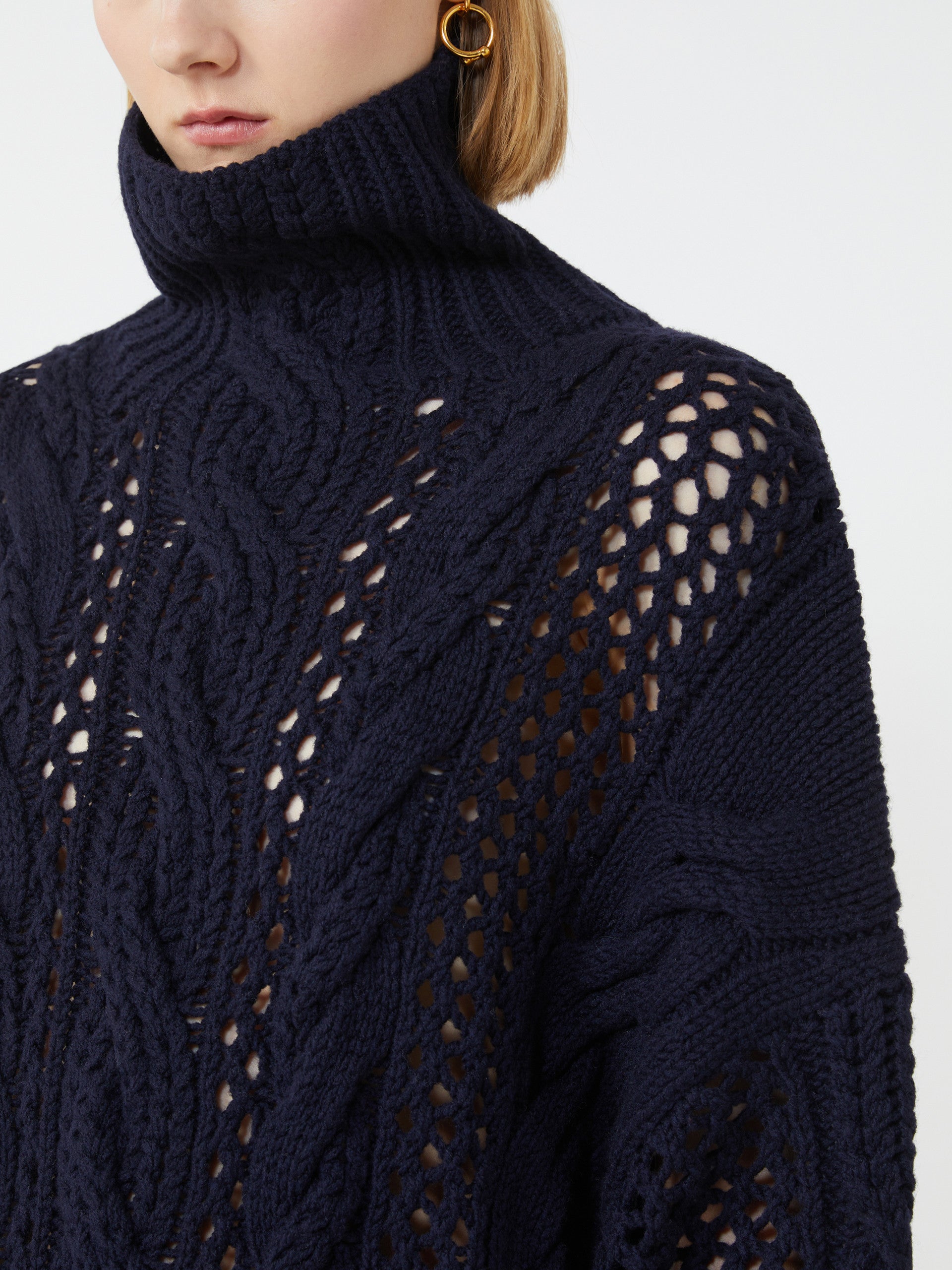 MAX MARA SPORTMAX Oversized Cable Knit Sweater with High Neck