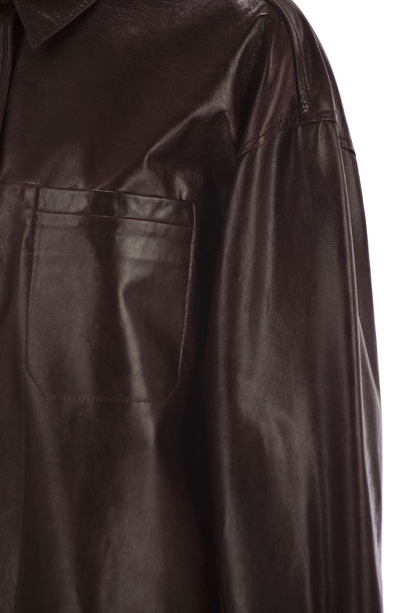 MAX MARA SPORTMAX Oversized Nappa Leather Shirt with Urban Vibe