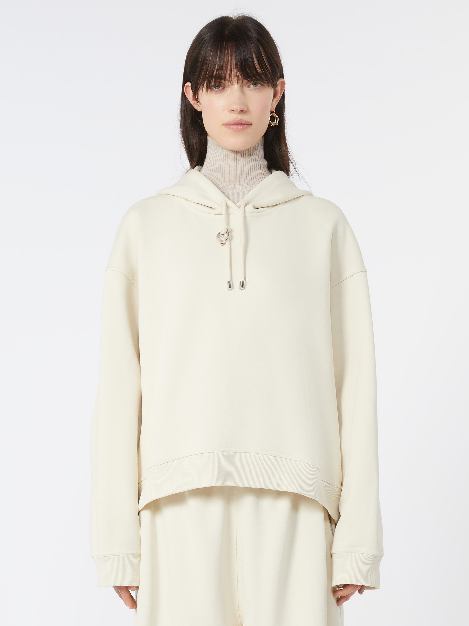 MAX MARA SPORTMAX Women's Hooded Stretch Cotton Blend Sweatshirt - Size M