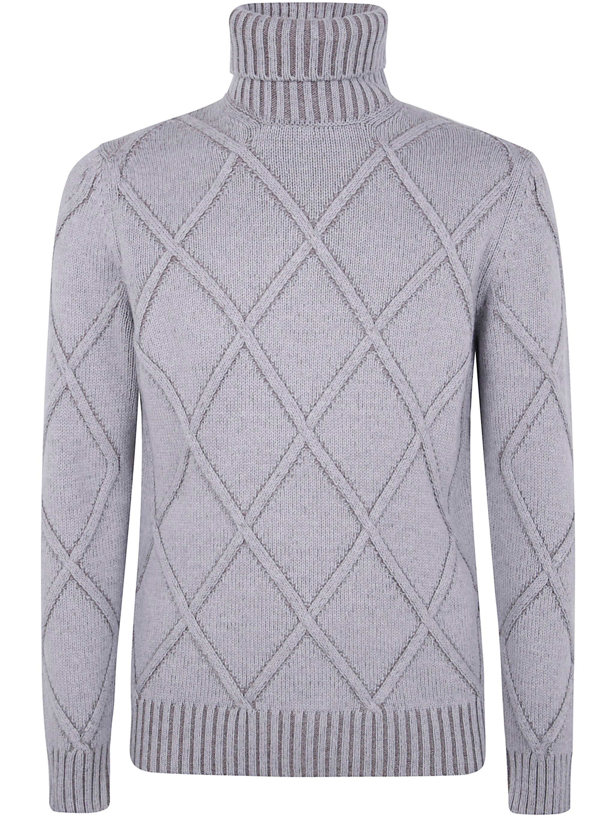 BARBA Napoli Turtleneck Sweater with Squared Embroidery