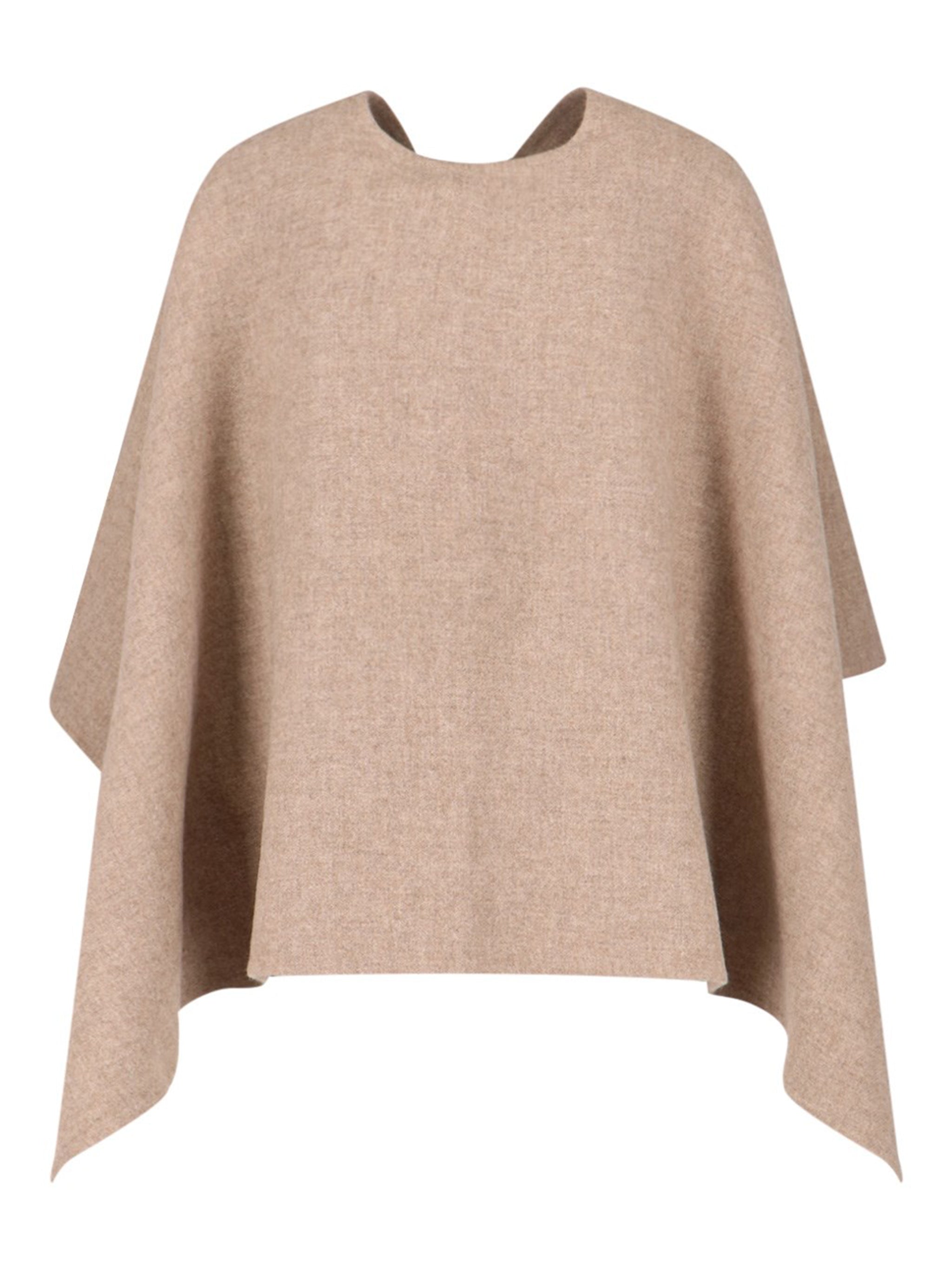 MAX MARA Asymmetrical V-Neck Cape with Logo Charm Closure