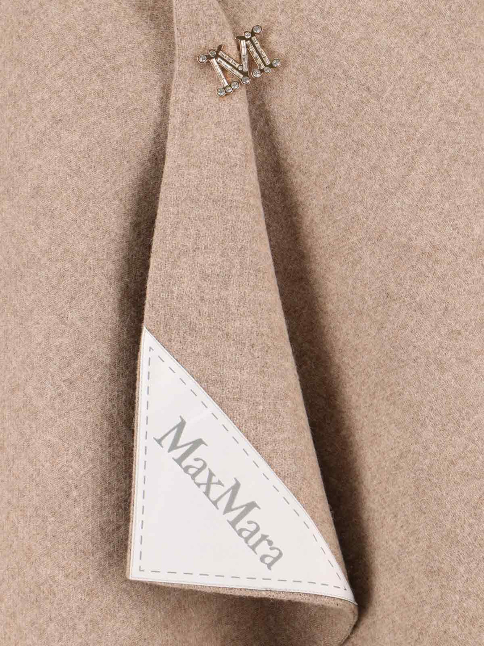 MAX MARA Asymmetrical V-Neck Cape with Logo Charm Closure