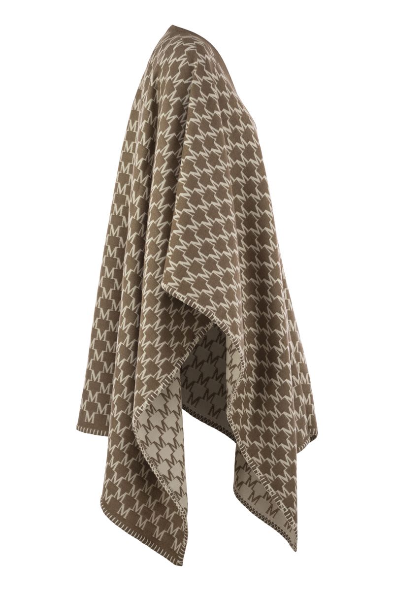 MAX MARA Wool and Cotton Jacquard Poncho