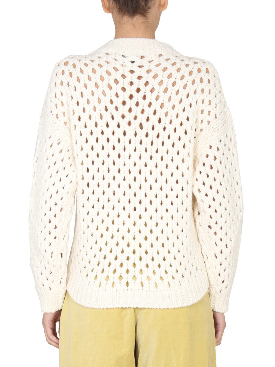 ALYSI Knit Shirt with Crossneck and Ribbed Collar