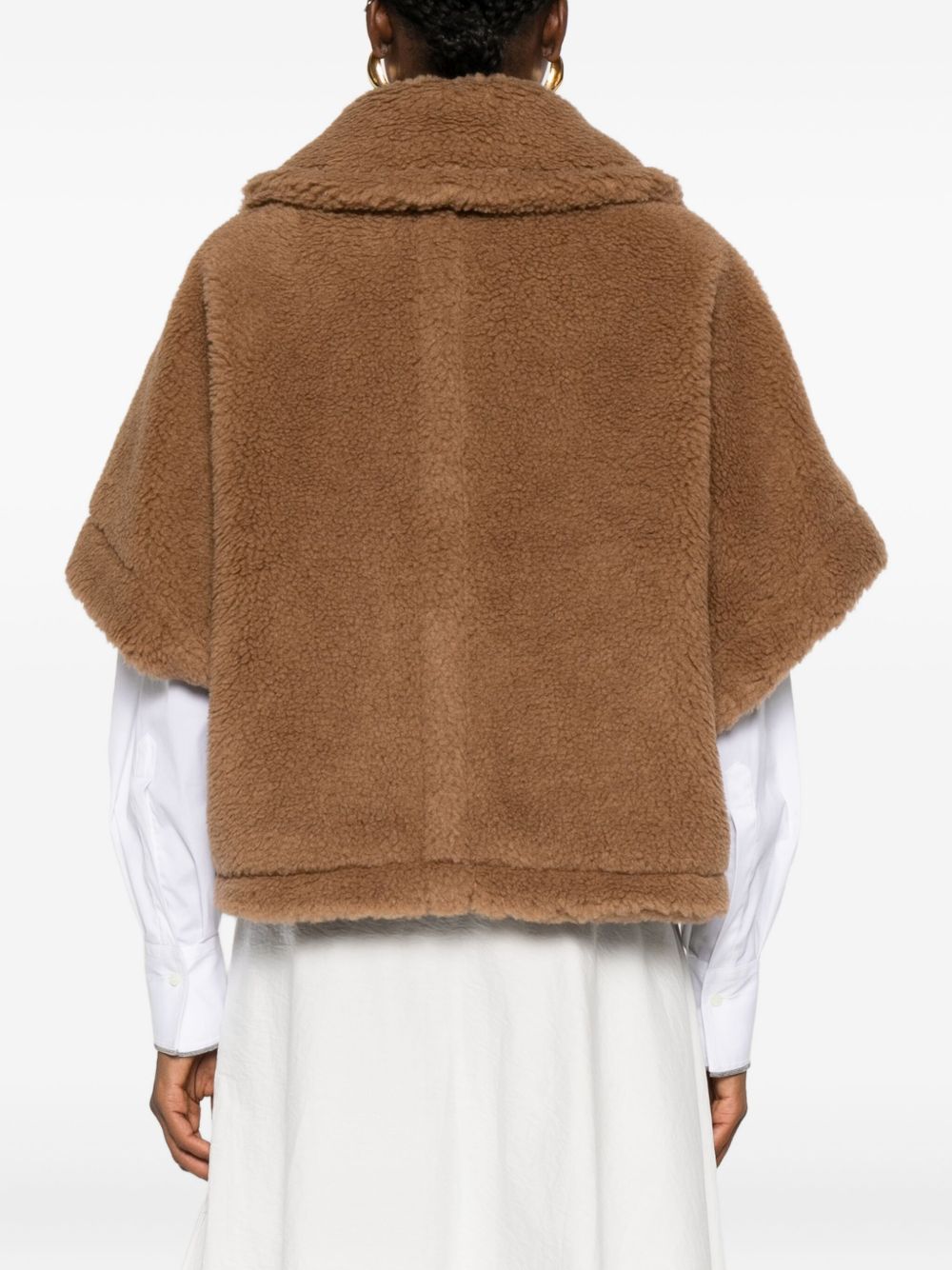 MAX MARA Alpaca and Wool Teddy Cape with Short Kimono Sleeves