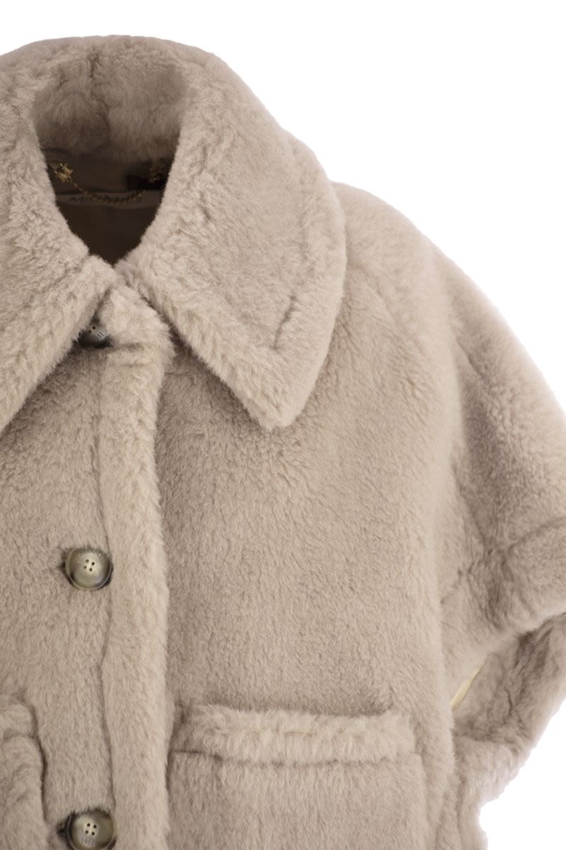 MAX MARA Teddy Cape in Alpaca and Wool with Short Kimono Sleeves