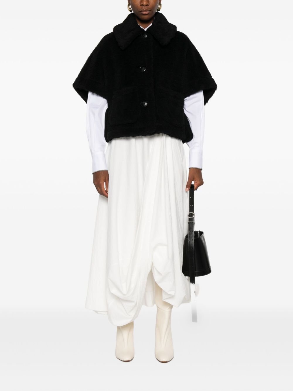 MAX MARA Alpaca and Wool Teddy Cape with Short Kimono Sleeves