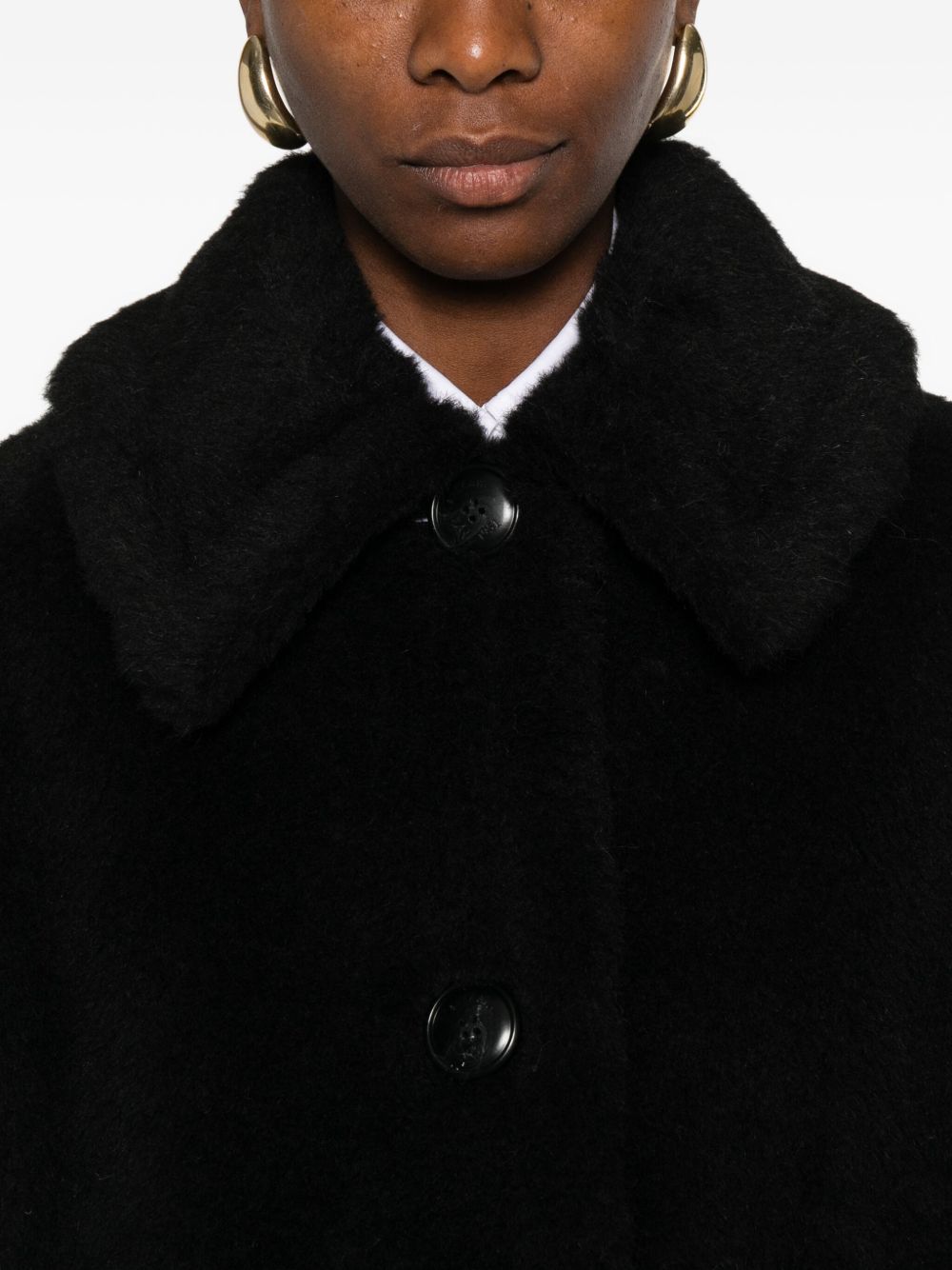 MAX MARA Alpaca and Wool Teddy Cape with Short Kimono Sleeves