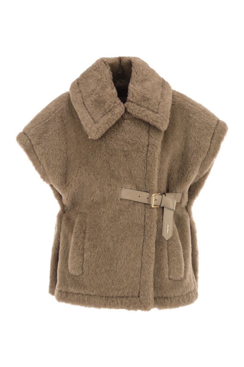MAX MARA Women's Sleeveless Cape in Luxe Alpaca and Cashmere Teddy Fabric