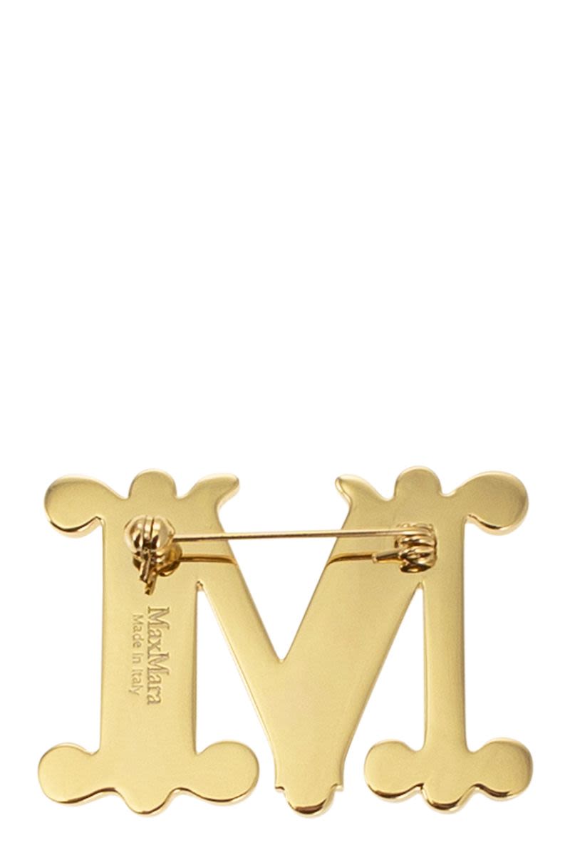 MAX MARA Mini Monogram Brooch with Crystals - 5 x 3.5 cm