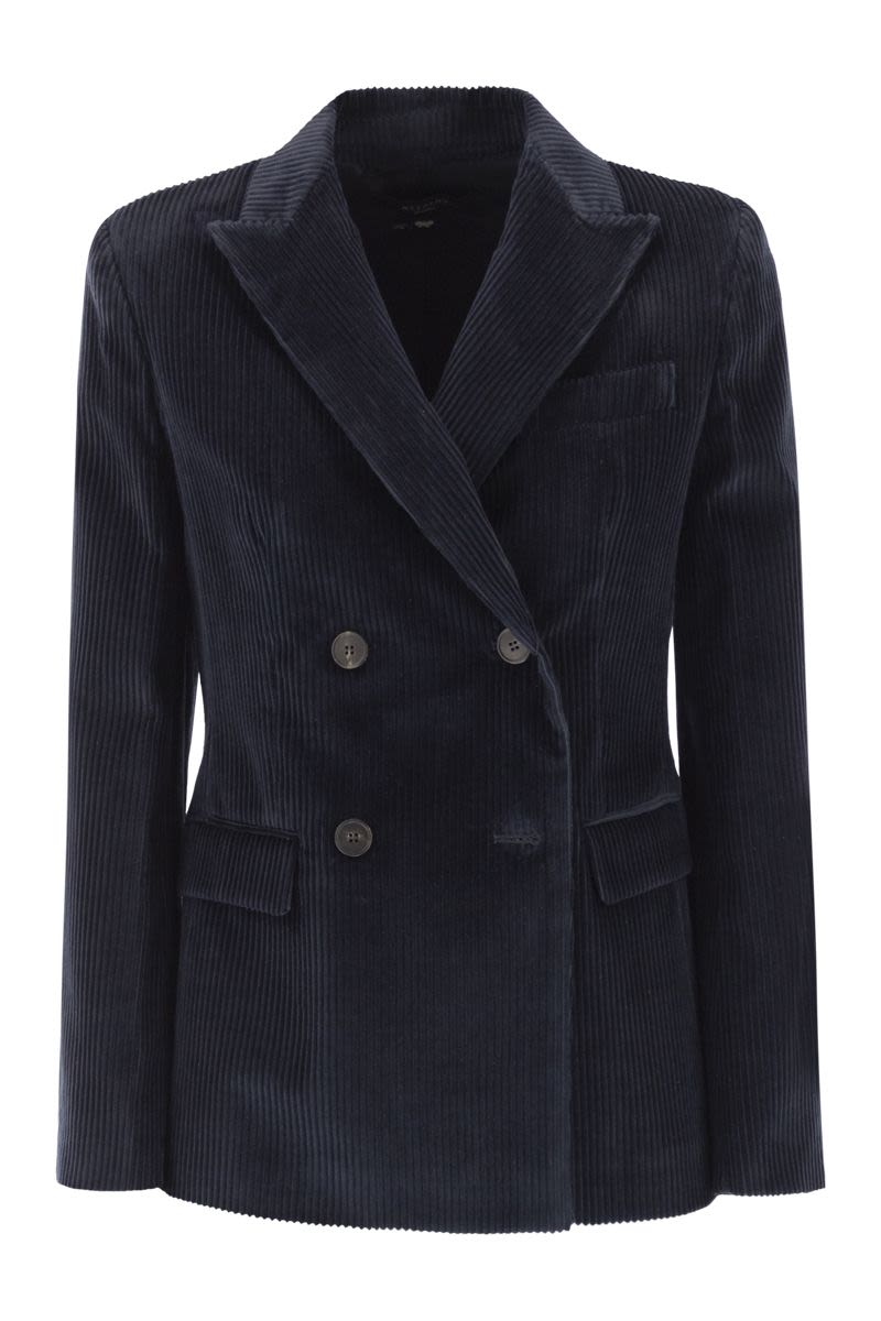WEEKEND MAX MARA Cotton Velvet Blazer with Peaked Lapels - 68 cm Length